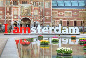 Image showing I Amsterdam slogan early in the morning