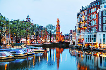 Image showing Overview of Amsterdam with Munttoren