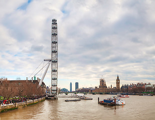 Image showing Overview of London with the Coca-Cola London Eye