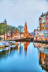 Image showing Overview of Amsterdam with Munttoren