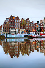 Image showing Night city view of Amsterdam, the Netherlands