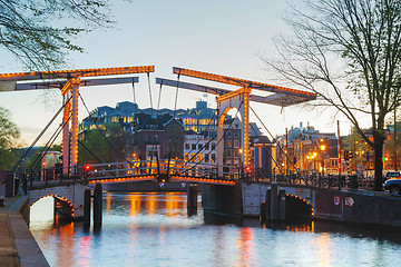 Image showing Night city view of Amsterdam, the Netherlands