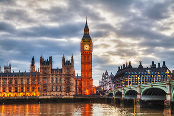 Image showing London with the Elizabeth Tower and Houses of Parliament