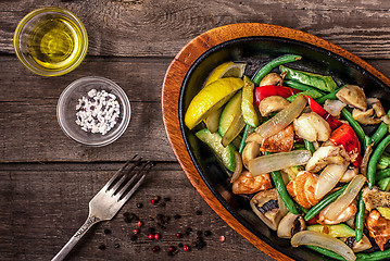 Image showing Stew chicken with vegetables and mushrooms