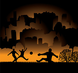 Image showing football silhouette orange