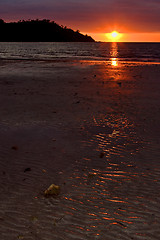 Image showing little stone in the sunset\'s ocean