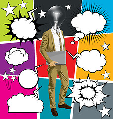 Image showing g-businessman hipster with laptopr And Bubble Speech