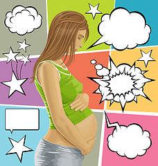 Image showing Vector Pregnant Female With Belly And Bubble Speech