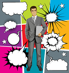 Image showing Vector Businessman With Laptopr And Bubble Speech