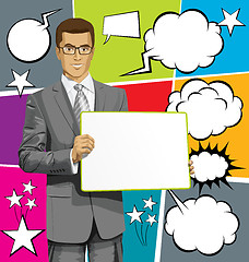 Image showing Vector Business Man with Empty Write Boardr And Bubble Speech