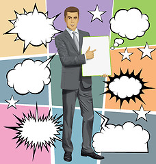 Image showing Vector Businessman With Empty Write Boardr And Bubble Speech