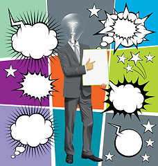Image showing Vector Businessman With Empty Write Boardr And Bubble Speech
