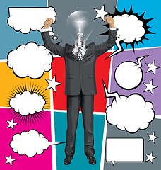 Image showing Vector Businessman With Hands Upr And Bubble Speech