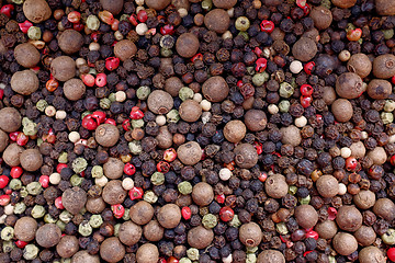 Image showing Mixed peppercorns background