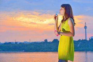 Image showing girl with soap bubbles