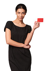 Image showing Business woman holding credit card