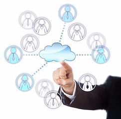 Image showing Contacting Female And Male Workers Via The Cloud