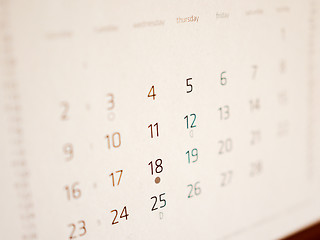Image showing Retro look Calendar page