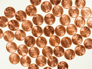 Image showing Retro look Dollar coins 1 cent wheat penny cent