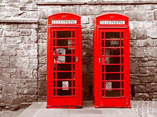 Image showing Retro look London telephone box