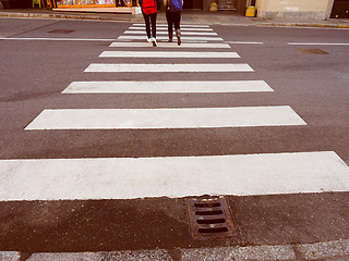 Image showing Retro look Zebra crossing sign