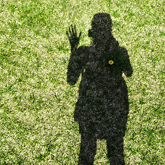 Image showing Shadow of a woman waving her hand