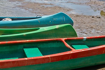 Image showing Canoes on the Riverside