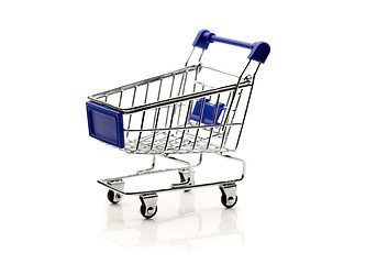 Image showing Miniature empty supermarket trolley