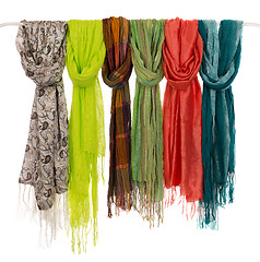 Image showing colored scarves on a hanger