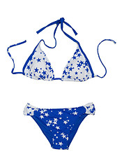 Image showing Blue with stars fashionable swimsuit. Bra and panties.