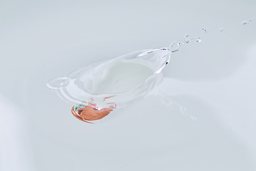 Image showing One euro cent splash water drowning.