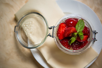 Image showing Strawberry tiramisu with mascarpone.