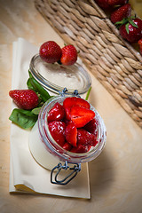 Image showing Strawberry tiramisu with mascarpone.