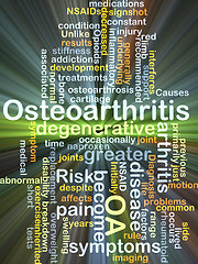 Image showing Osteoarthritis OA background concept glowing