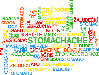 Image showing Stomachache multilanguage wordcloud background concept