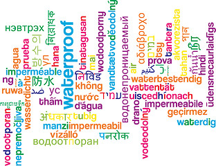 Image showing Waterproof multilanguage wordcloud background concept