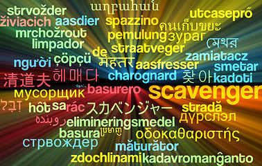 Image showing Scavenger multilanguage wordcloud background concept glowing