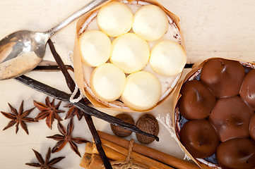 Image showing chocolate vanilla and spices cream cake dessert 