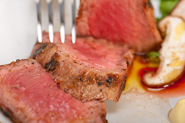 Image showing beef filet mignon grilled with vegetables