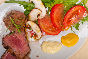 Image showing beef filet mignon grilled with vegetables