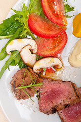 Image showing beef filet mignon grilled with vegetables