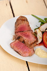 Image showing beef filet mignon grilled with vegetables