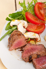 Image showing beef filet mignon grilled with vegetables