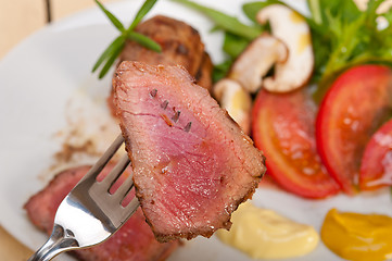 Image showing beef filet mignon grilled with vegetables