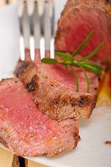 Image showing beef filet mignon grilled with vegetables