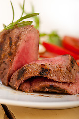 Image showing beef filet mignon grilled with vegetables