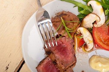 Image showing beef filet mignon grilled with vegetables