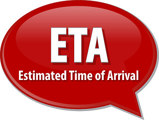 Image showing ETA acronym word speech bubble illustration