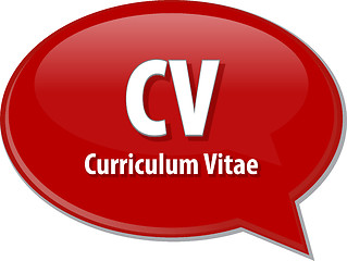 Image showing CV acronym word speech bubble illustration