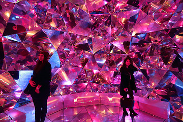 Image showing Tourists enjoy Light Origami at Vivid Sydney